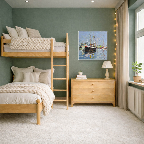 At The Marina by Frank Getty, original painting, in room