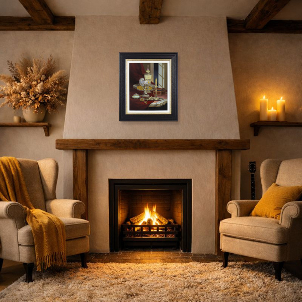 Exquisite Treasures by Gyula Boros, original painting, in room