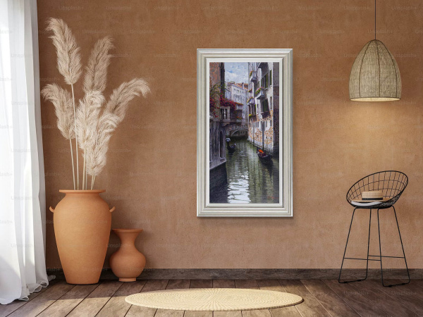 Gondolier, Venice by Raffaele Fiore, original painting, in room