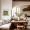 Poppy Fields & Cypresses by Raffaele Fiore, original painting, in room