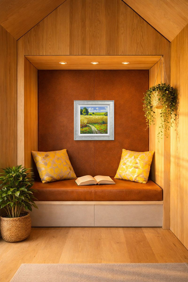 Summer Hayfields, Sussex by Gerhard Nesvadba, original painting, in room