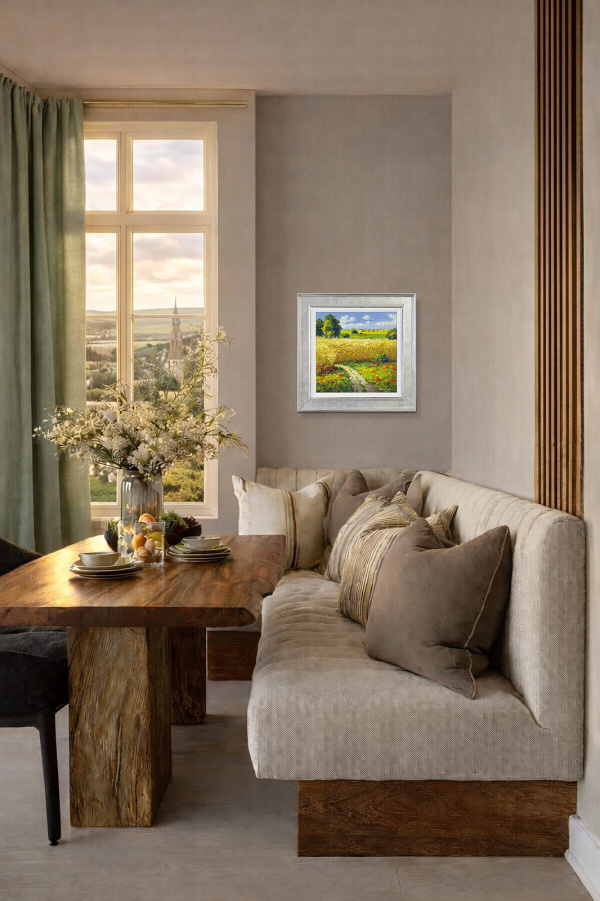 Summer Hayfields, Sussex by Gerhard Nesvadba, original painting, in room