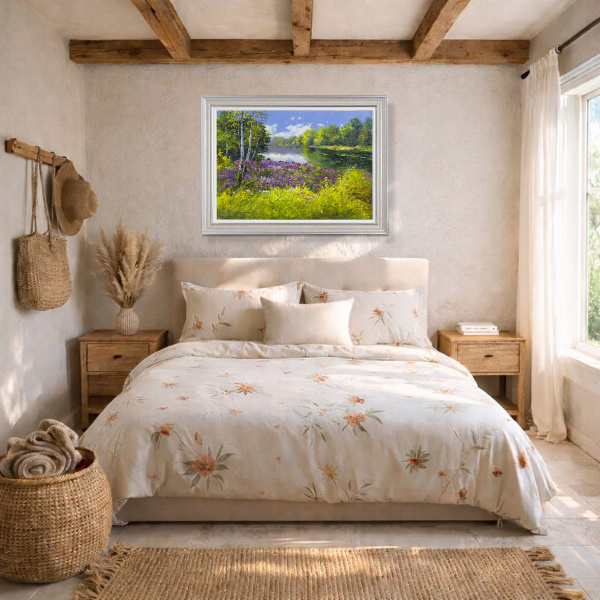 Finding Peace By The River Bank, Sussex by Gerhard Nesvadba, original painting, in room