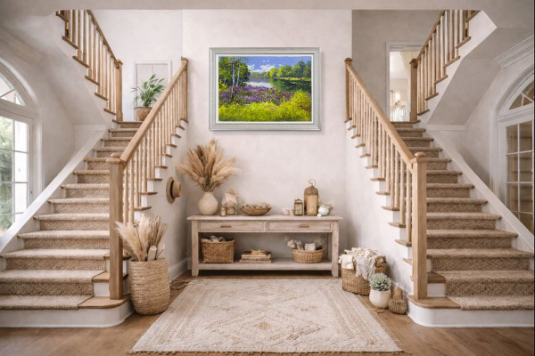 Finding Peace By The River Bank, Sussex by Gerhard Nesvadba, original painting, in room