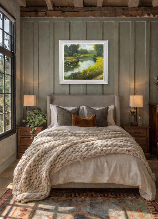 Tranquil Afternoon By The River by Gerhard Nesvadba, original painting, in room
