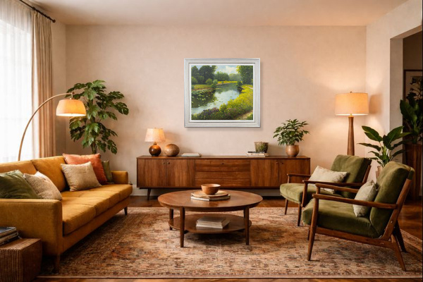Tranquil Afternoon By The River by Gerhard Nesvadba, original painting, in room