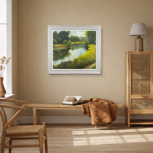 Tranquil Afternoon By The River by Gerhard Nesvadba, original painting, in room