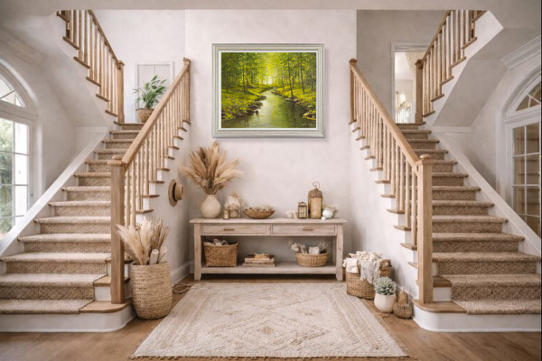 Dreaming To Be, Woodland Walk by Gerhard Nesvadba, original painting, in room