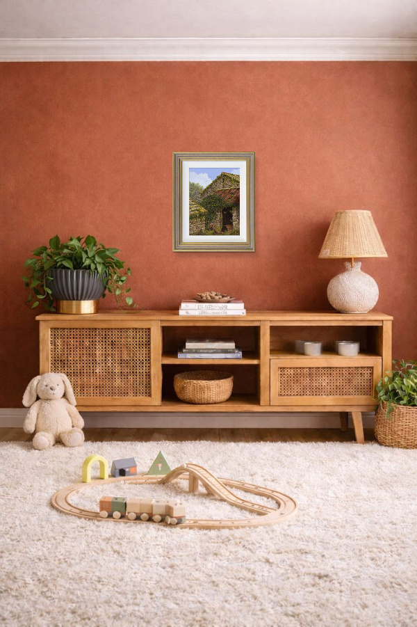 The Chicken Coop by Edward Hersey, original painting, in room