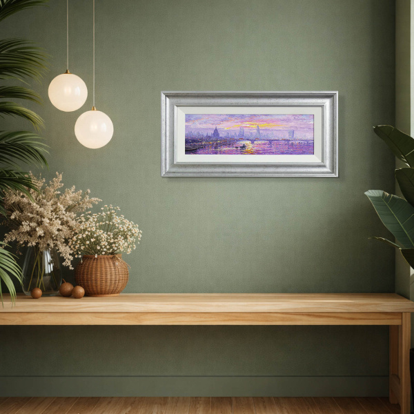 Thames Sparkles by Andrew Grant Kurtis, original painting, in room