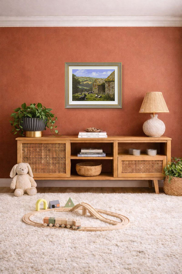 Grazing, Cotswolds II by Edward Hersey, original painting, in room