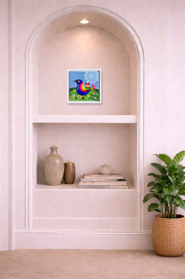 Birds I by Sunita Khedekar, original painting, in room