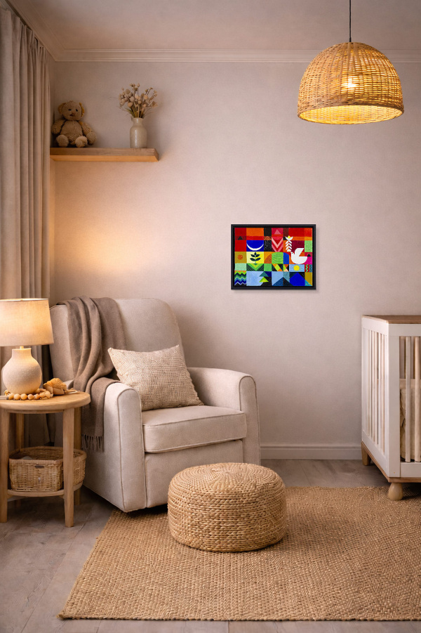 Harmony I by Sunita Khedekar, original painting, in room