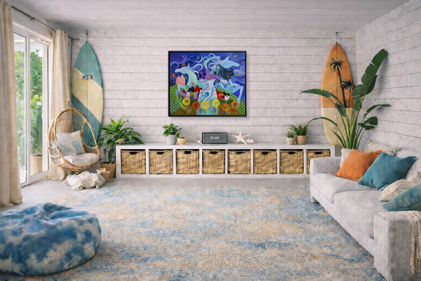 Let The Wind Be My Stylist by Sunita Khedekar, original painting, in room