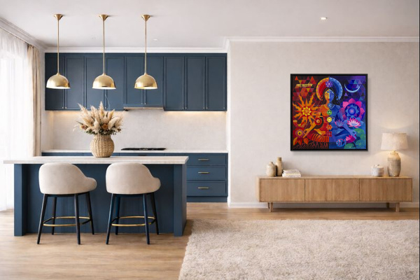 I Am The Creator by Sunita Khedekar, original painting, in room