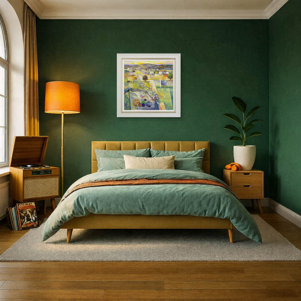 Blossoming Love by Mario Malfer, original painting, in room