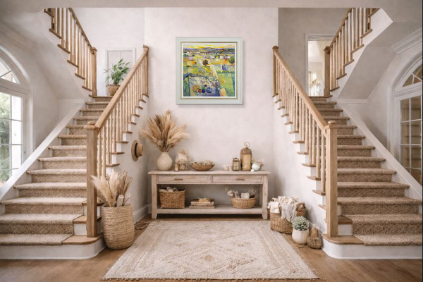 Blossoming Love by Mario Malfer, original painting, in room
