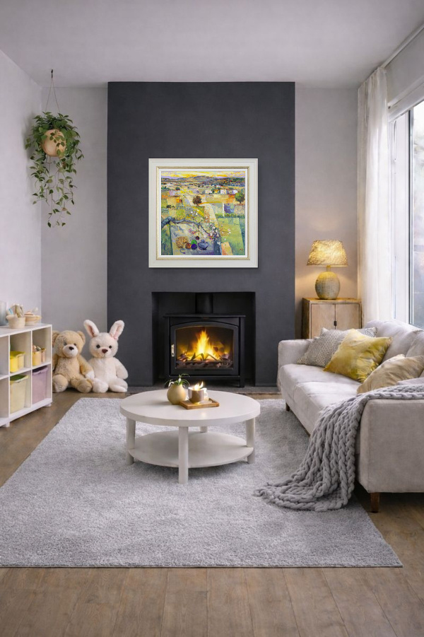 Blossoming Love by Mario Malfer, original painting, in room