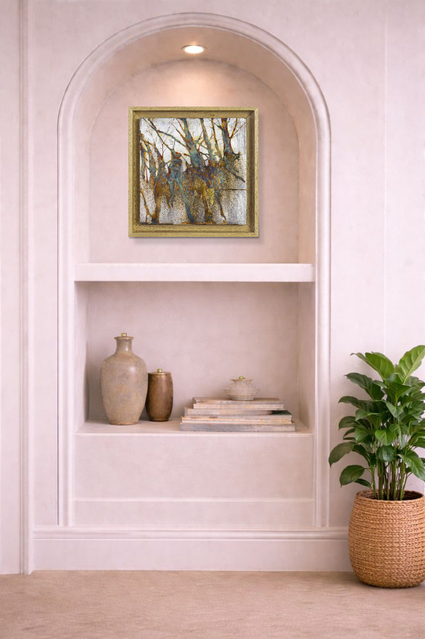 Against The Steely Sky III (Original) by Hiroko Lewis, original painting, in room