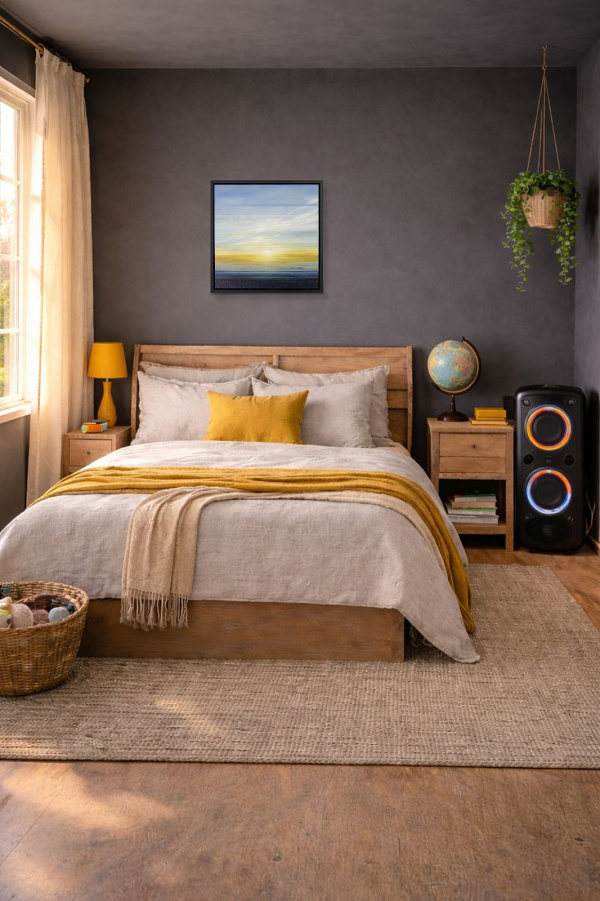 Rising At Dawn by Ben Payne, original painting, in room