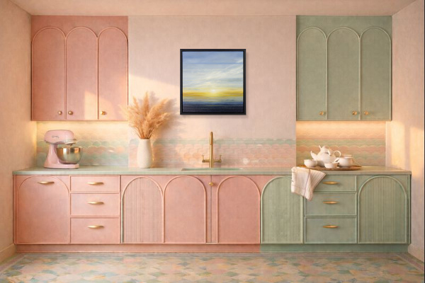 Rising At Dawn by Ben Payne, original painting, in room