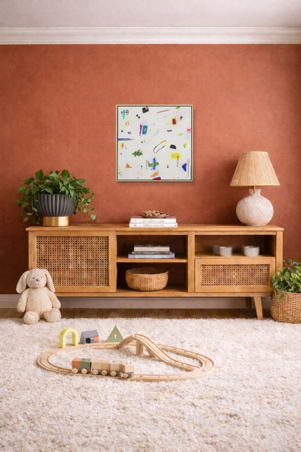 Running Rings by Manel, original painting, in room
