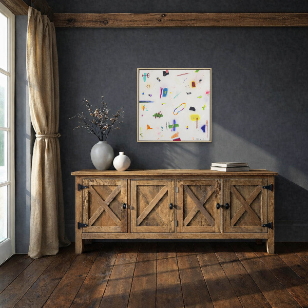 Running Rings by Manel, original painting, in room