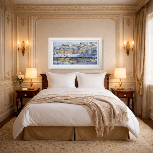 Winter Reflections, Petworth House by Veronika Benoni, original painting, in room