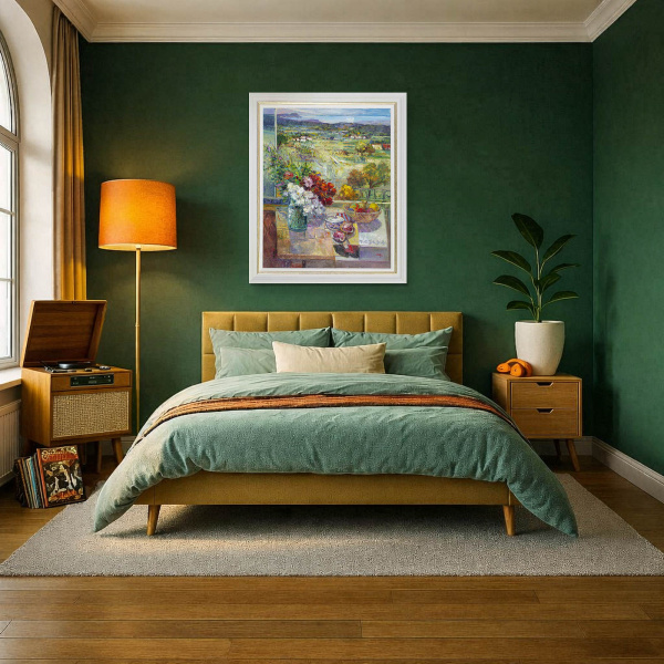 Afternoons With You by Mario Malfer, original painting, in room