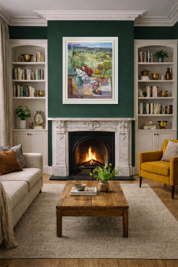 Afternoons With You by Mario Malfer, original painting, in room