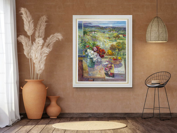 Afternoons With You by Mario Malfer, original painting, in room