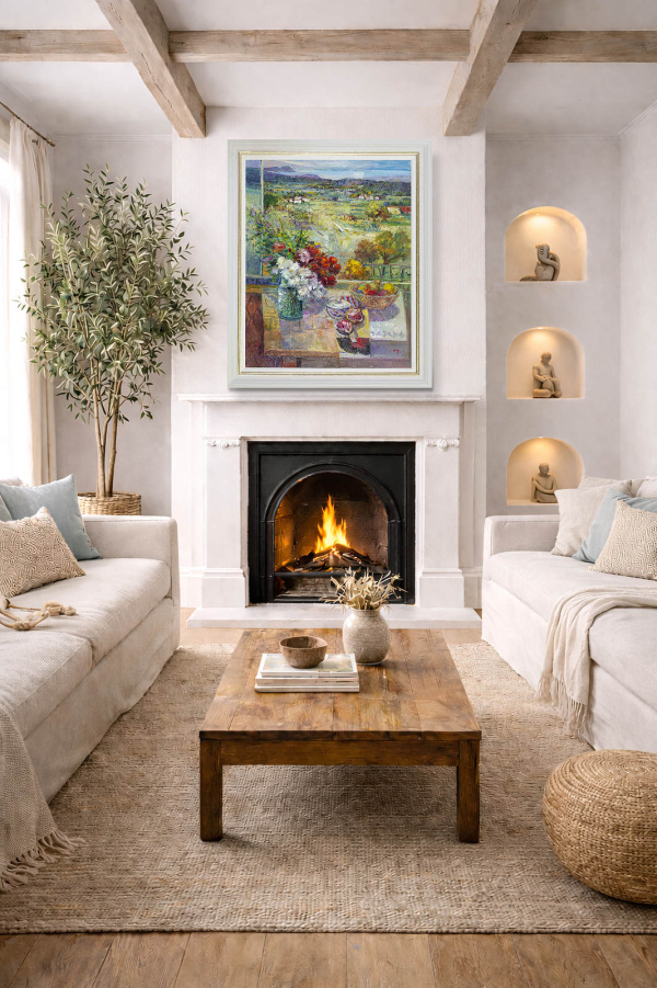 Afternoons With You by Mario Malfer, original painting, in room