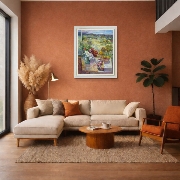Afternoons With You by Mario Malfer, original painting, in room