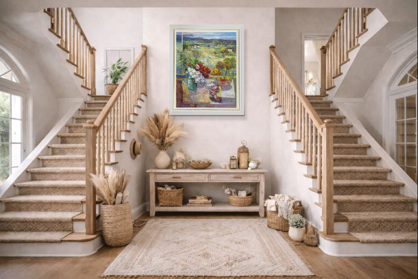 Afternoons With You by Mario Malfer, original painting, in room