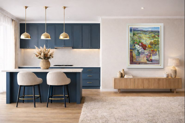 Afternoons With You by Mario Malfer, original painting, in room