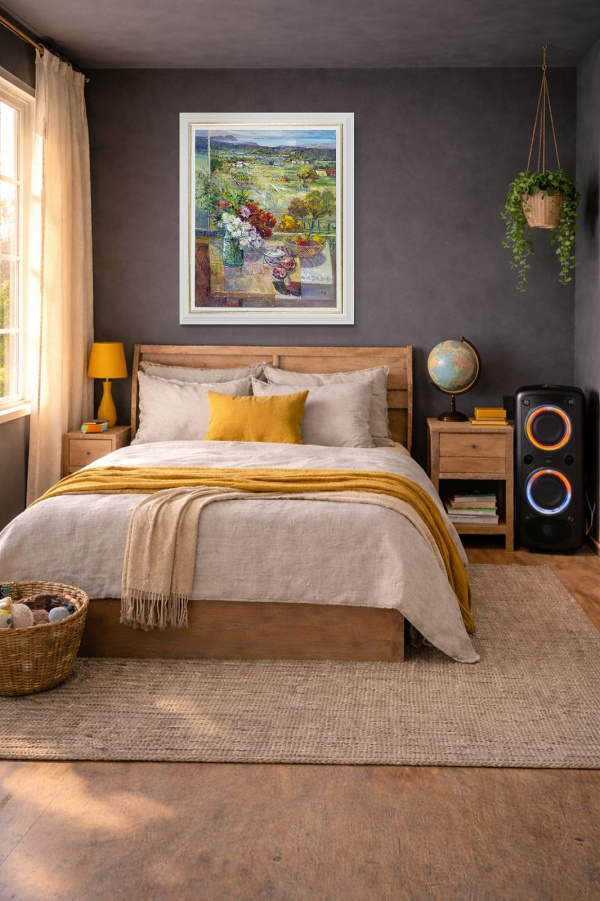 Afternoons With You by Mario Malfer, original painting, in room
