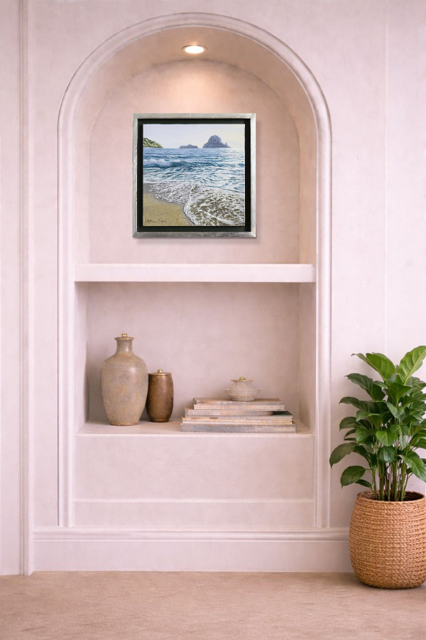 Cala d’Hort by Juan Antonio Domínguez, original painting, in room