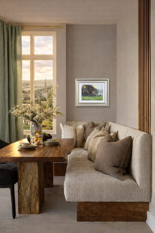 Golden Pastures by Stephen Hawkins, original painting, in room