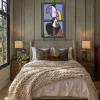 Buste de Femme de Profil (Femme Écrivant) after Picasso by David Henty, original painting, in room