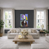 Buste de Femme de Profil (Femme Écrivant) after Picasso by David Henty, original painting, in room