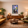 Buste de Femme de Profil (Femme Écrivant) after Picasso by David Henty, original painting, in room