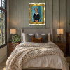 Portrait of A Servant Girl after Modigliani by David Henty, original painting, in room