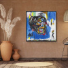 Untitled Skull after Basquiat by David Henty, original painting, in room