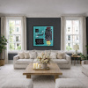 Equals Pi after Basquiat by David Henty, original painting, in room