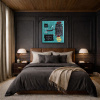 Equals Pi after Basquiat by David Henty, original painting, in room