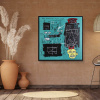 Equals Pi after Basquiat by David Henty, original painting, in room