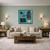 Equals Pi after Basquiat by David Henty, original painting, in room