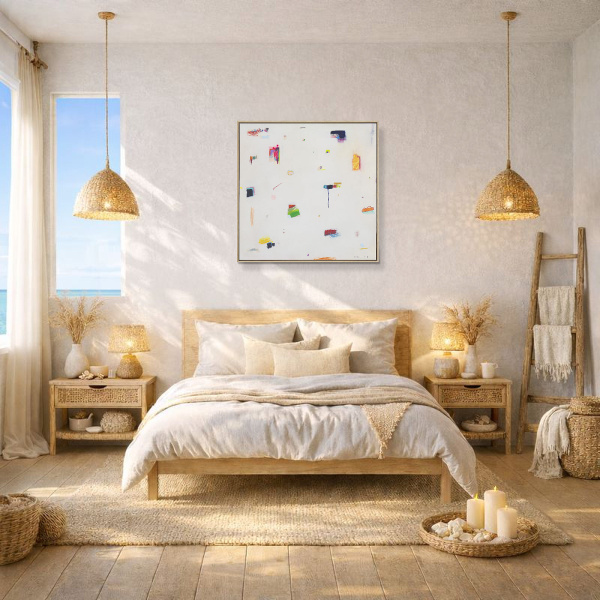 Dancing Colours by Manel, original painting, in room