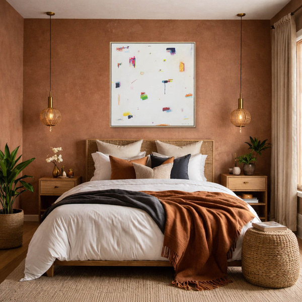 Dancing Colours by Manel, original painting, in room