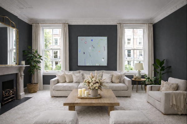 In Motion by Håven, original painting, in room